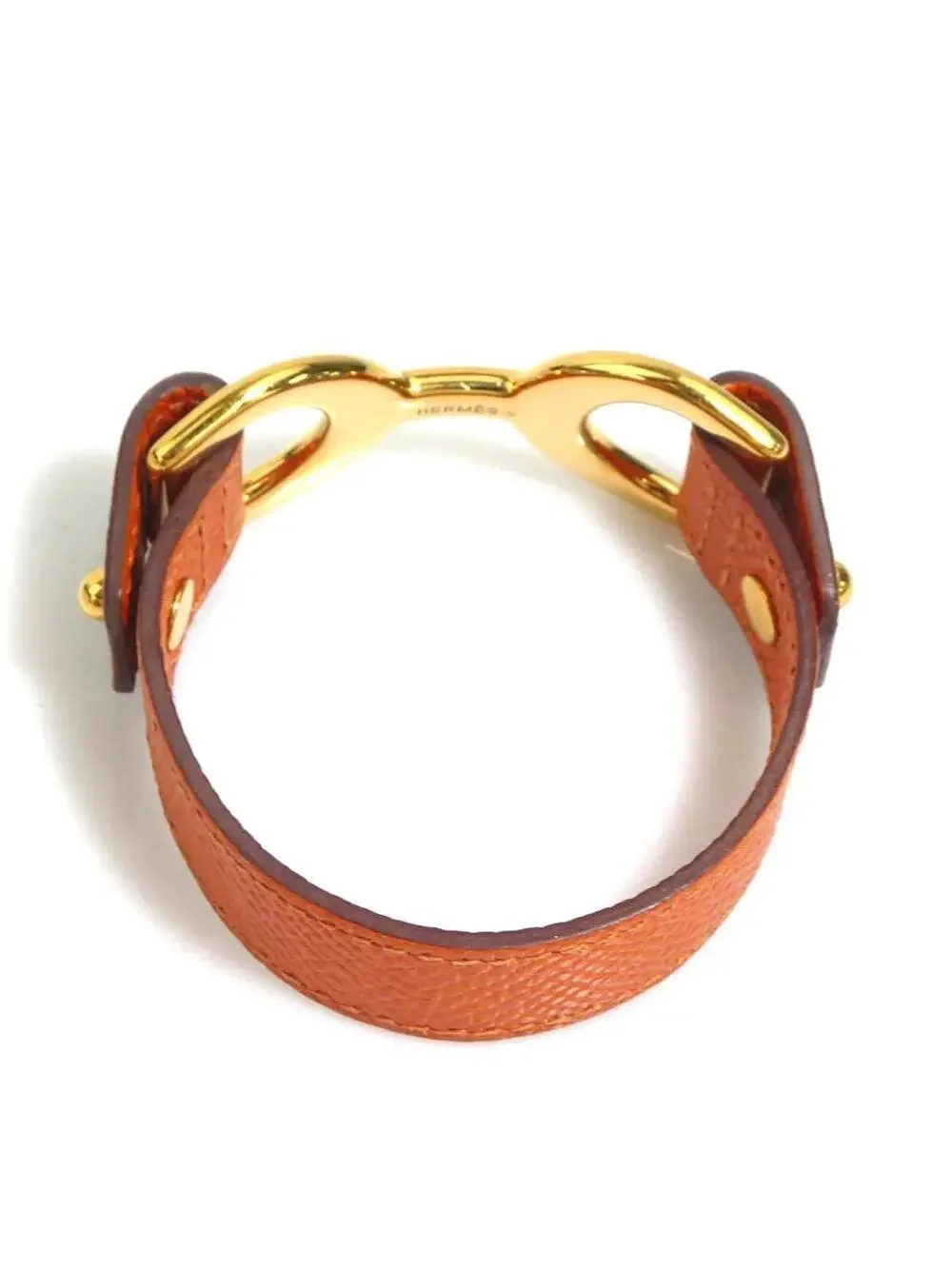 Auth Hermes Pavane Bracelet Orange/Gold #302653H22B
